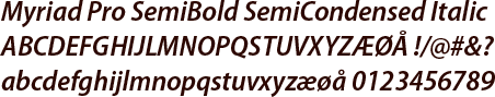 myriad pro semi bold semi condensed italic